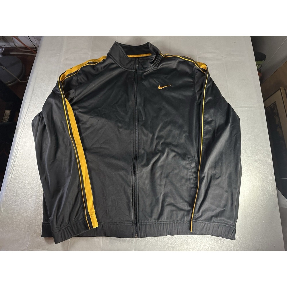Nike Jacket Mens Large Gray Yellow Track Active Full Zip Swoosh Practice